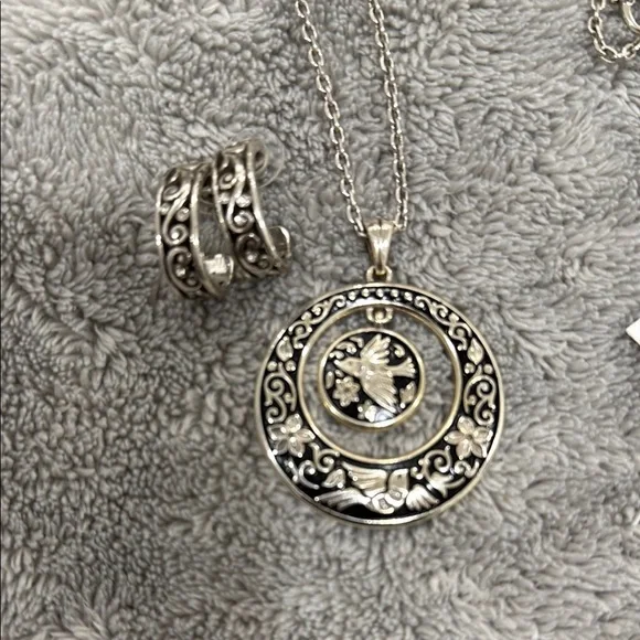 Brighton Silver Ornate Necklace and earrings Set - Picture 2 of 3